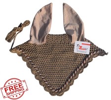 Horse Ear Bonnet COB Coffee Crochet Riding Fly Mask