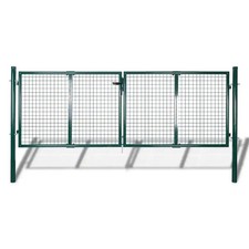 vidaXL Steel Garden Fence Gate Green Lockable with Posts 118.1x39.4"