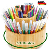 Bambus Stifthalter 360 Drehbar 8 FäCher Schreibtisch Organizer