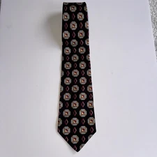 Vintage Mark Pendleton Silk Tie Black Multicolor Geometric Handmade Italy 57in