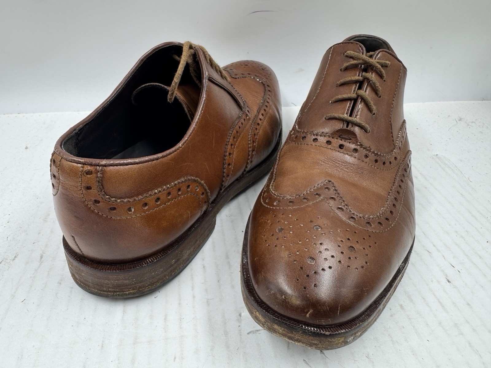 SAOLA Scarpe uomo Cole Haan Hamilton taglia 10 5 M pelle marrone punta alare Oxford