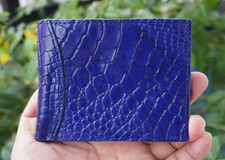 Light Blue Money Clip Genuine Crocodile Skin Leather Bifold Men's Wallet V46