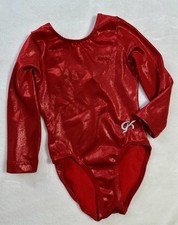 GK ELITE Competition Leotard GYMNASTICS Leo RED Bodysuit USA Tank SHIMMER Sz: CM