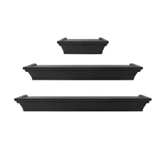  3PC Plastic Floating Shelves, Black