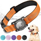 Waterproof Air Tag Dog Collar Holder Reflective Padded GPS Orange Size S