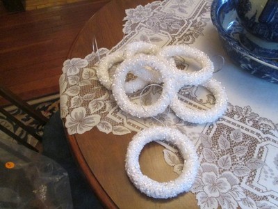 (6} NEW White Highly Glittered  Craft Rings, Durable polystyrene material  5''