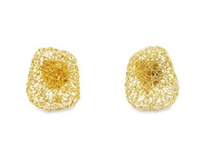 18k Yellow Gold Orlando Orlandini Intricate Wire Mesh Earrings