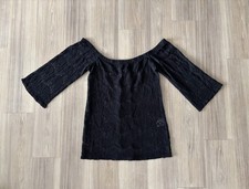 REFORMATION Paige Mini Dress Black Lace Sheer Off Shoulder Women S Romantic USA