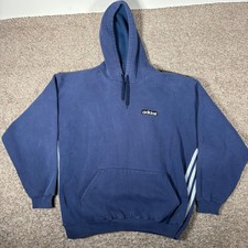 Vintage Adidas Hoodie Mens XL Navy Blue 90s Made in USA 3 Stripe Pullover Raglan