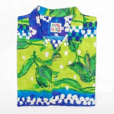 Vintage Jam's World 'Sea Tulip' Green Blue Rayon Hawaiian Casual Shirt - XL