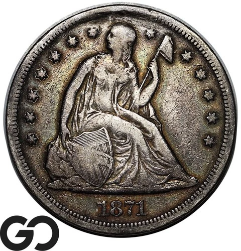 1871 Seated Liberty Dollar, Scarce Choice VF++/XF Early Collector Silver $