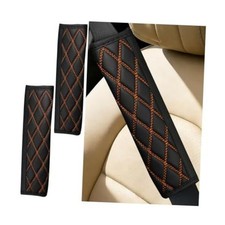 2PCS Car Seat Belt Cover, Leather Breathable Vehicle Seatbelt Shoulder Orange