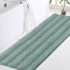Bathroom Runner Extra Long Blue Chenille Bath Rug Non 47" x 17" Duckegg Blue