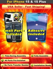 iPhone 15 / 15 Plus Back Glass Rear Cover w/ Flash Mic Charging Flex Adhesive