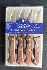 Chicago Cutlery Kitchen Steak Knife 4" High Carbon Steel Blade Walnut Handle