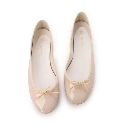 Repetto Lili Ballerinas Vegan Patent Leather Beige Women's Size EU35/US4