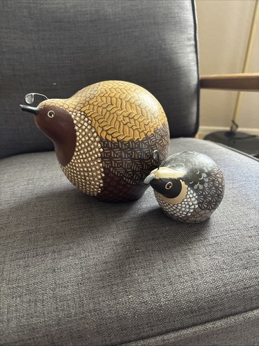Quail - Folk Art. Big Momma And Baby