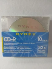 Dynex CD-R 52x 80min 10PK recordable CD's with cases New sealed
