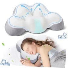 Cervical Pillow for Neck and Shoulder, Ergonomic Side Sleeper White & Grey