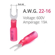 50/100pcs Red 22-16AWG Heat Shrink Fork Connectors 8 Stud Crimp Fork Terminals