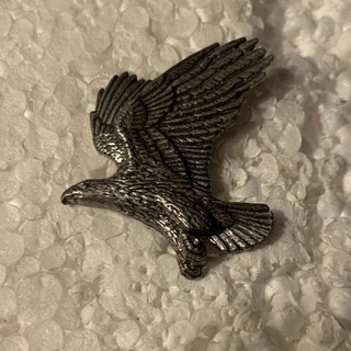 Eagle shaped pewter signed metal lapel pin