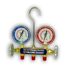 Yellow Jacket 41712 2-Valve Series 41 Test/Charging Manifold, Gauges