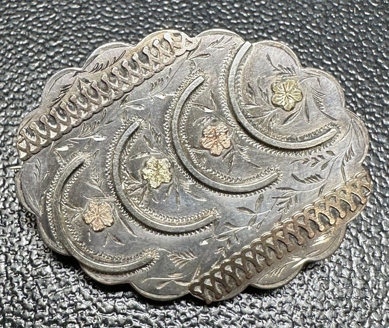 Antique 1880's Sterling Silver English Victorian Pin Brooch Amazing 6.2gr A-220