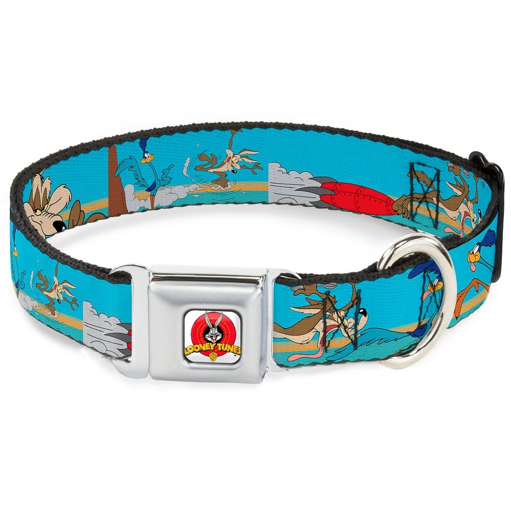 Dog Collar LTA-Looney Tunes Logo White Road Runner/Wile E. Coyote Scene2 Desert