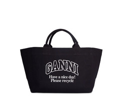 Ganni XXL Contrast Logo Shopper Bag Phantom