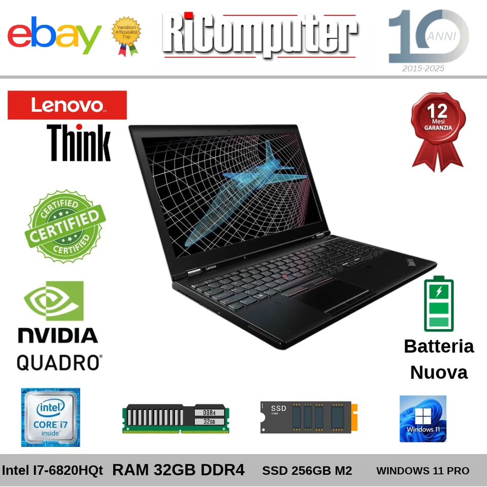 Lenovo ThinkPad P50 · i7-6820HQ · 32GB · 256GB