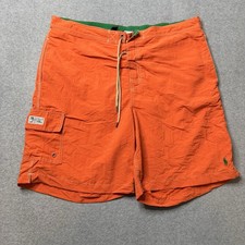 Polo Ralph Lauren Swim Shorts Mens XL Orange Lined Nylon Drawstring Surf Beach