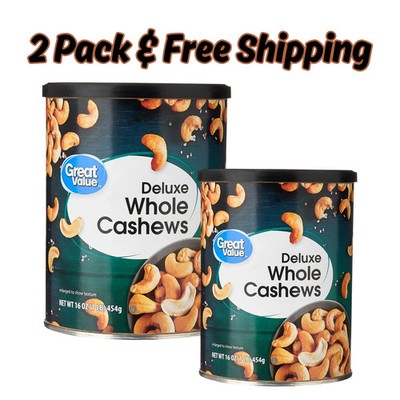 ( 2 PACK ) Great Value Deluxe Whole Cashews, Salted, 16 oz | eBay