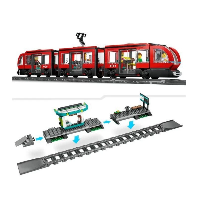 LEGO City 60423 Le tramway et la station du centre-ville, véhicule pour enfants - Photo 3/4