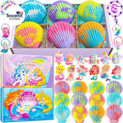 Shell Bath Bombs for Girls   12 Pack Child-Safe Aromatherapy Bath Bombs with 20
