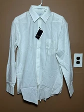 Lanvin Paris White Polyester/Cotton Men's Dress Shirt 16-32/33