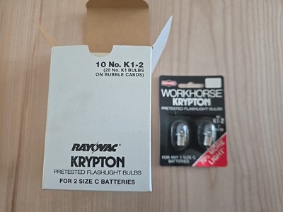 NOS Rayovac Workhorse Krypton 10 2pk 2C Pretested Bulbs K1-2 replace PR4