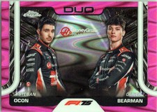 2025 Topps Chrome F1 #170 Esteban Ocon & Oliver Bearman Pink RayWave #/250