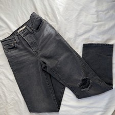 Levi's Black Denim Wedgie Straight Jeans Women Distressed Button Pockets