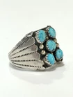 Vintage Sterling Silver Native American 5 Stone Turquoise Ring Size 11
