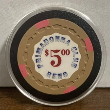 Primadonna Club Casino $5 Poker Chip Reno Nevada 1956 TR King Small Crown