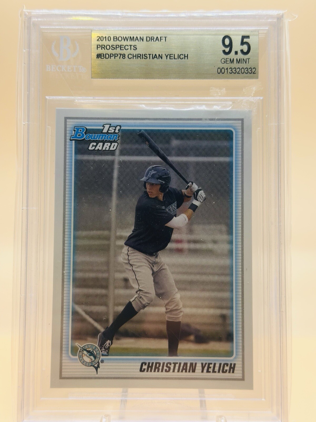 2010 Bowman Draft Prospects Christian Yelich Beckett BGS 9.5 Rookie Card