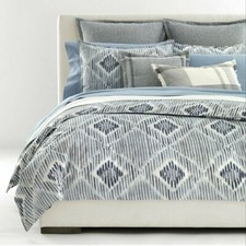 RALPH LAUREN AUSTIN DIAMOND INDIGO BLUE COTTON FULL QUEEN DUVET COVER SHAM SET