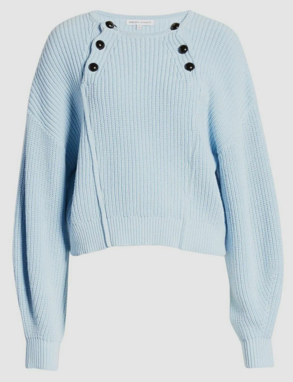 $305 Rebecca Minkoff Women Blue Crew-Neck Crop Pullover Sweater Top ...