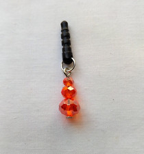 Orange Bead Universal Cell Phone Charm Anti Dust Proof Plug Ear Cap Jack Artisan