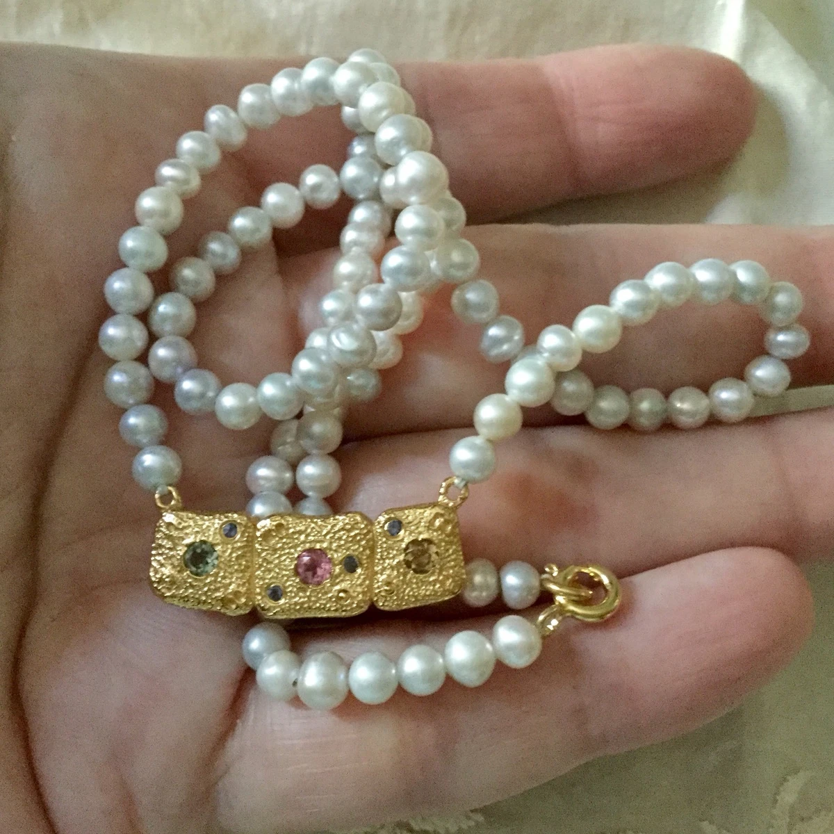 Collier Ancien Style Câble - Chaîne Laiton 26 Pouces Avec Pendentif Perles Florales Cloisonnées, Neuf