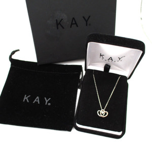 Kay's 10K White & Rose Gold 26 Diamond Double Heart Pendant Necklace 18" Box