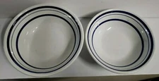 2 Vintage Primula 9 1/4" & 8.5" Pasta/Soup Bowls w/ Blue Bands Made in Italy