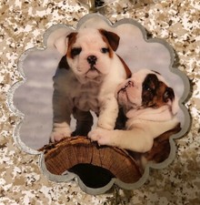 Handmade Recycled Christmas Ornament Hanger Canine Dog Breeds - BULLDOG