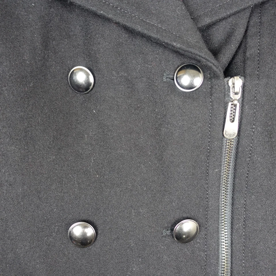 Abrigo Kensie Mujer Grande Negro Chaquetón Doble Pecho Imitación Piel de Oveja Cuello Lana Foto 3 de 4