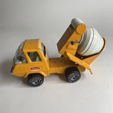 Vintage Tonka Cement Mixer Truck Orange  1970s Pressed Steel Tilt Bed